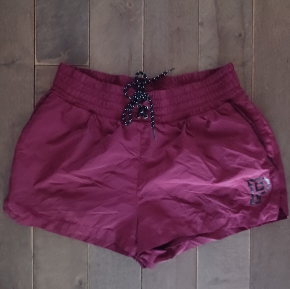 Burgundy Shorts with Beaded Drawstring - Picture 1 of 8